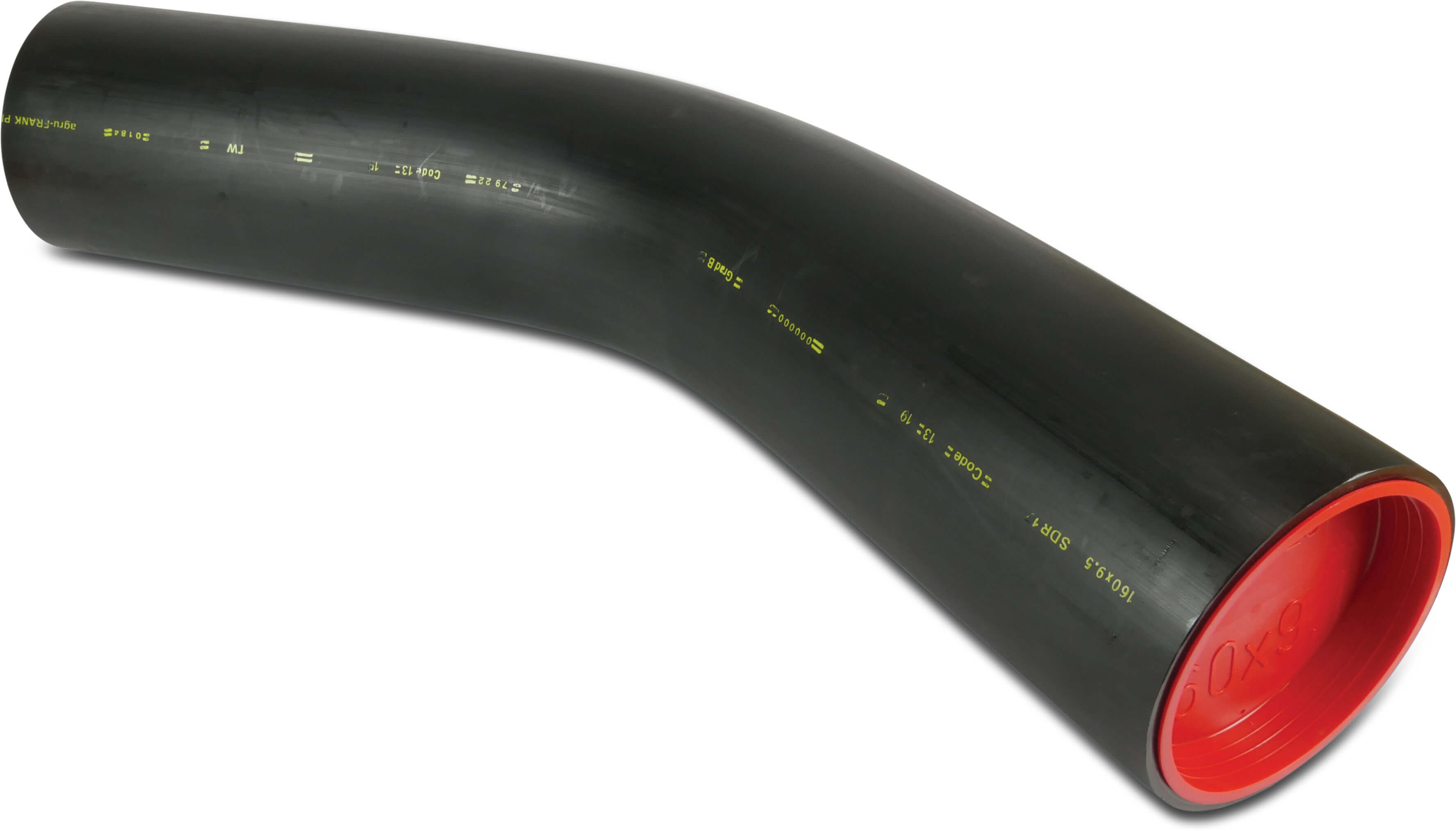 Bend 45° PE100-RC 180 mm plain SDR17 black DVGW type made from tubing